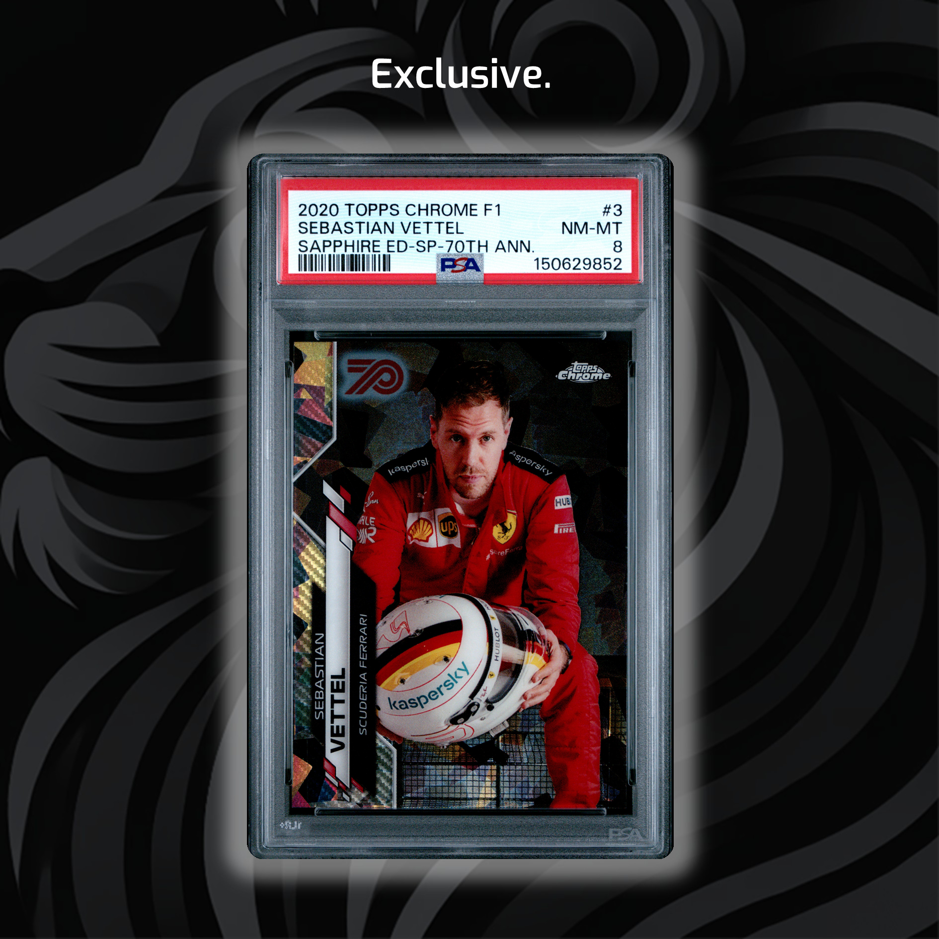PSA 8 - 32/70 Sebastian Vettel #3 - 2020 Topps Chrome F1 Sapphire