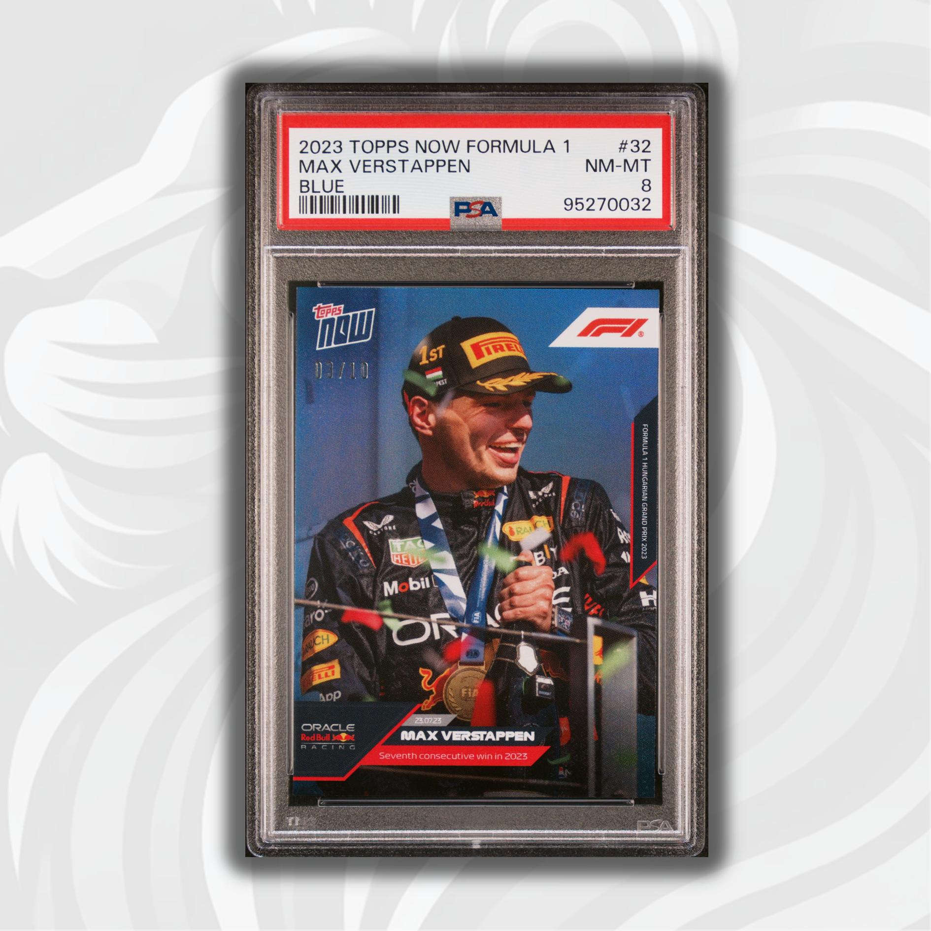 PSA 8 - 03/10 Max Verstappen #32 - Blue - 2023 Topps Now F1