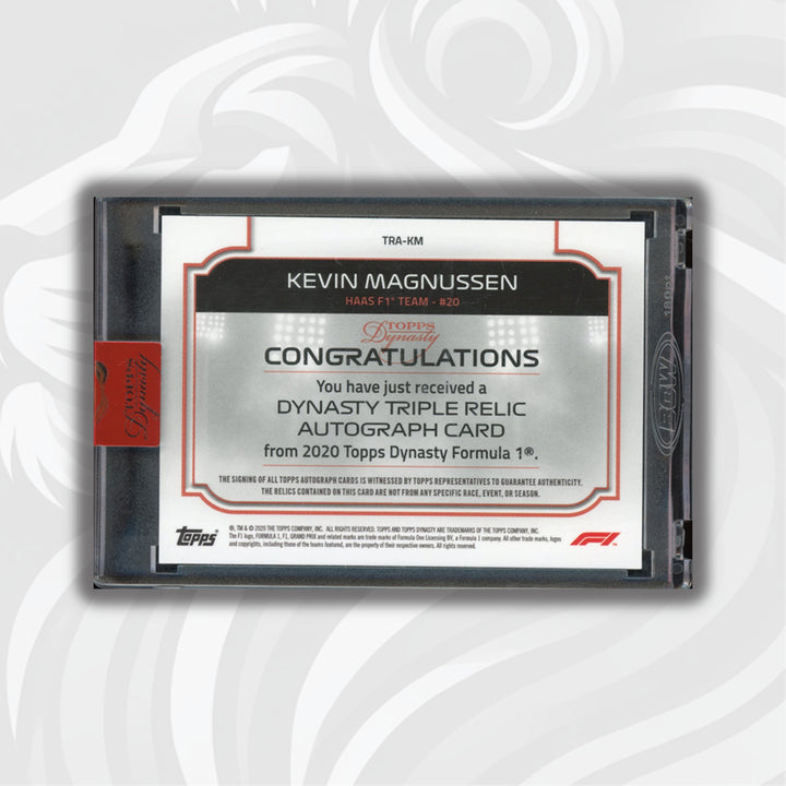 /10 Kevin Magnussen #TRA-KM - Triple Relic Auto - 2020 Topps Dynasty F1