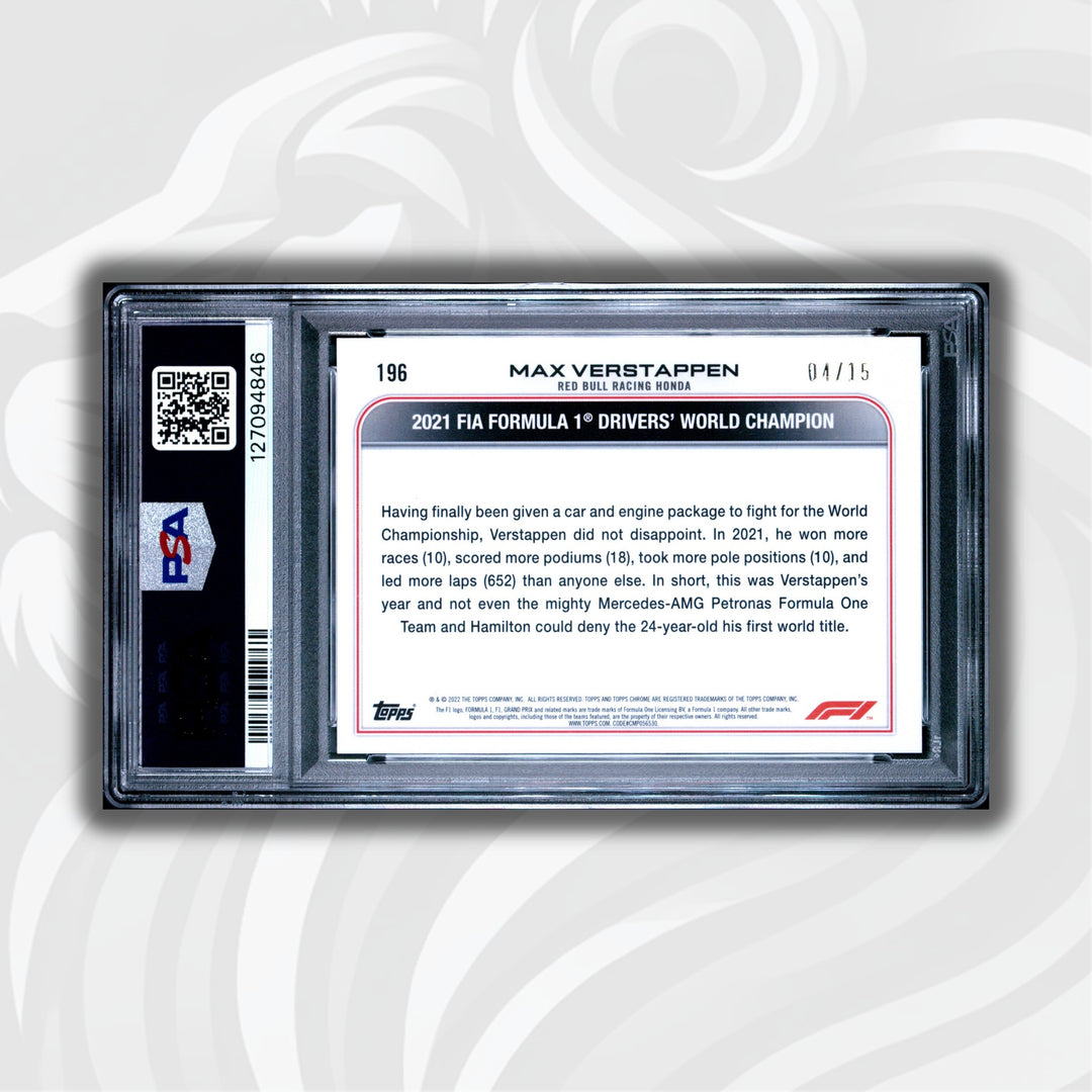 10/15 - Max Verstappen #196 - Sapphire Edition - Black & White - 2022 Topps Chrome