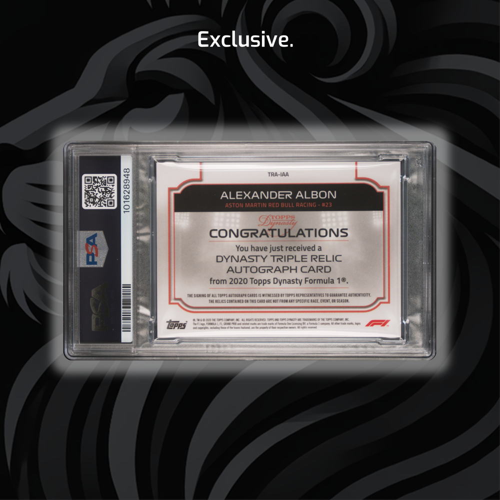 PSA 8 - 4/5 Alexander Albon #IAA - 2020 Topps Dynasty F1 - Triple Relic Red Autograph - Back