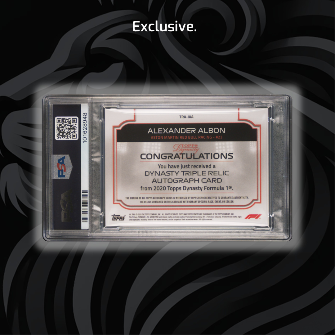 PSA 8 - 4/5 Alexander Albon #IAA - 2020 Topps Dynasty F1 - Triple Relic Red Autograph - Back