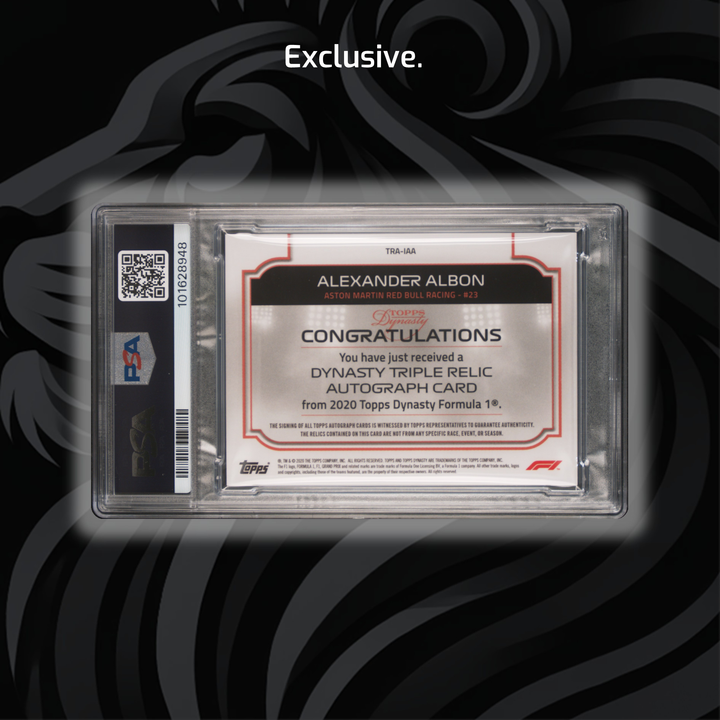 PSA 8 - 4/5 Alexander Albon #IAA - 2020 Topps Dynasty F1 - Triple Relic Red Autograph - Back
