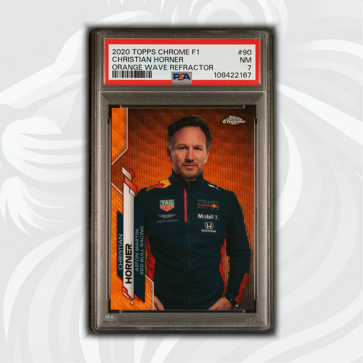 PSA 7 - 20/25 Christian Horner #90 - Orange Wave Refractor - 2020 Topps Chrome F1