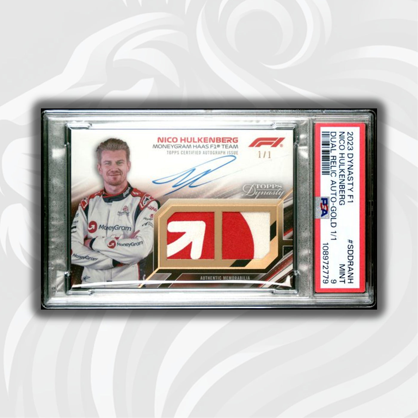 1/1 - PSA 9 Nico Hulkenberg #SDDRANH - 2023 Topps Dynasty F1 Dual Relic Autograph Gold