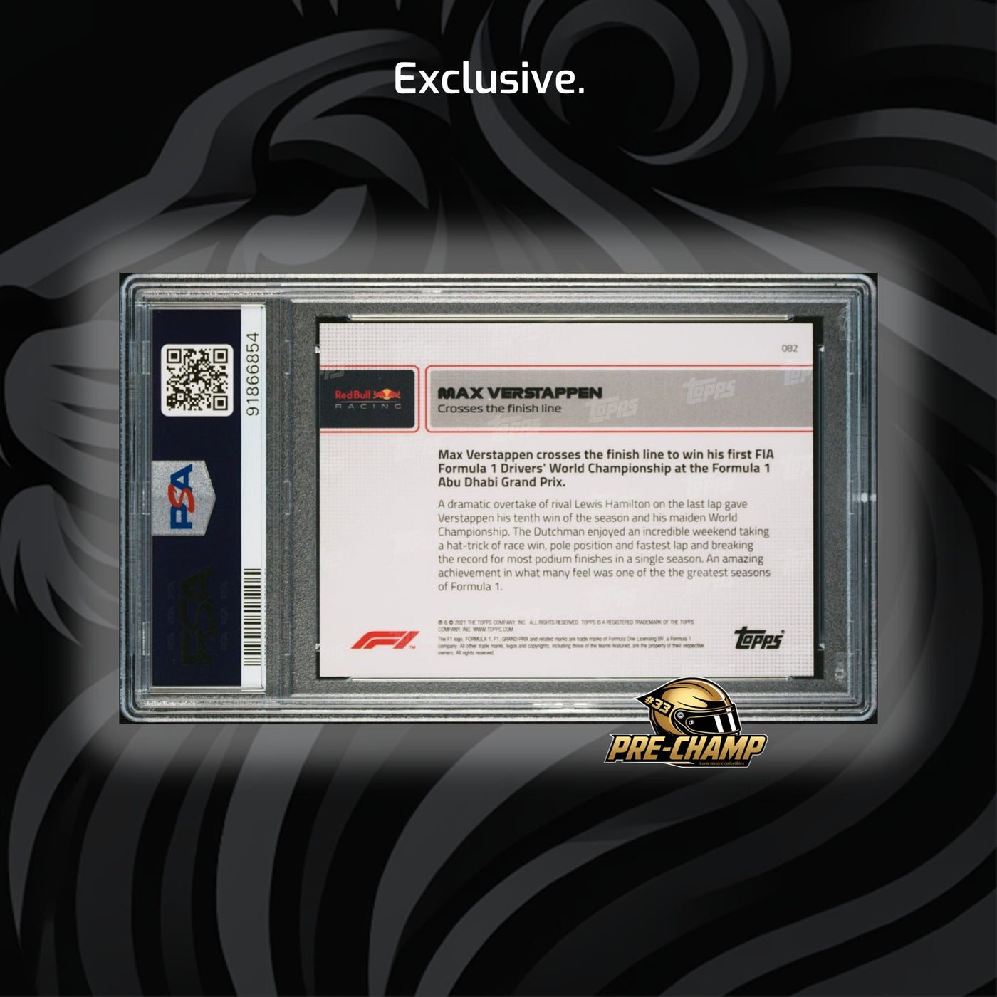 PSA 10 - 03/10 Max Verstappen #82 - Red - 2021 Topps Now F1
