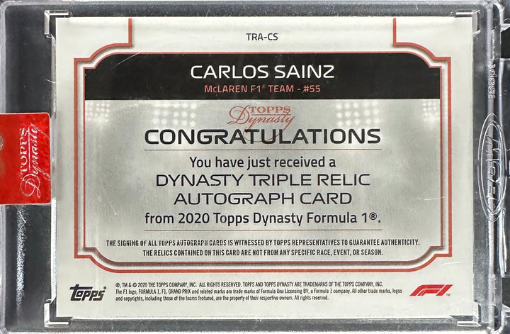 07/10 Silver - Carlos Sainz #TRA-CS - Triple Relic Autograph - 2020 Topps Dynasty F1