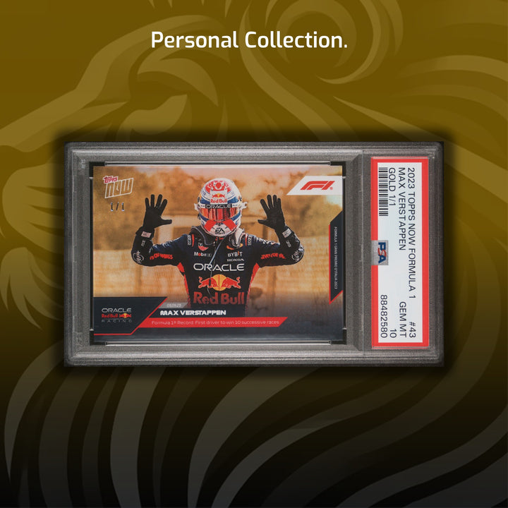 PSA 10 - 1/1 Max Verstappen #43 - Formula 1's Record: First driver to win 10 successive races - Gold - 2023 Topps Now F1