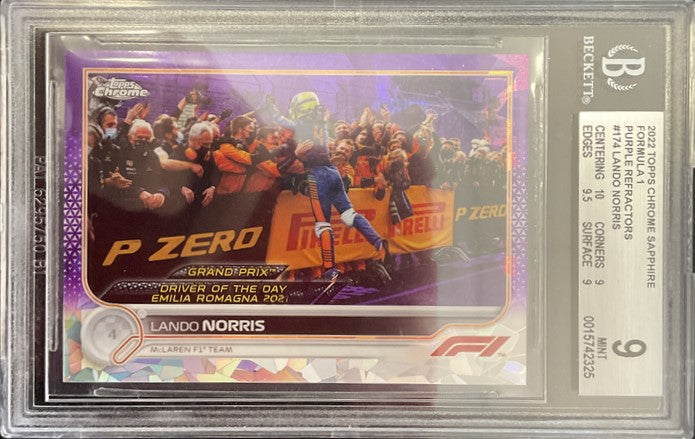 Beckett 9 - 07/10 - Lando Norris #174 - Sapphire Edition - Purple