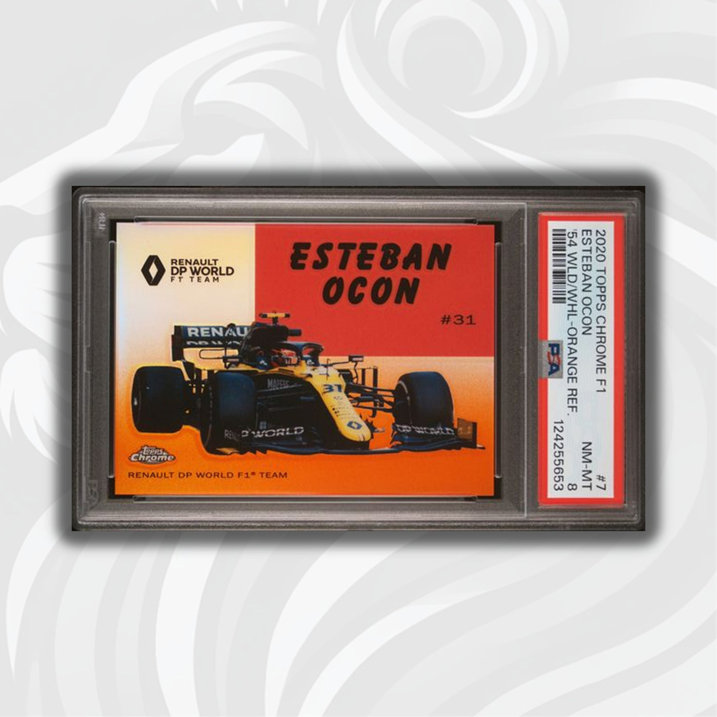 PSA 8 - /25 Esteban Ocon #7 - 54WLD/WHL - 2020 Topps Chrome F1 - Orange Refractor