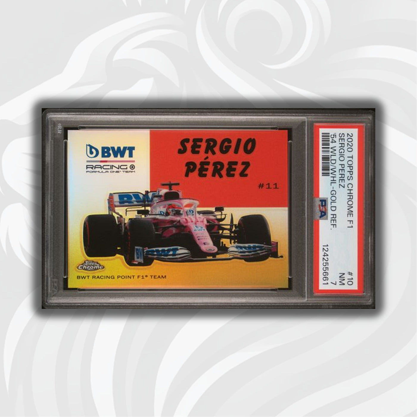 PSA 7 - /50 Sergio Perez #10 - 54WLD/WHL - 2020 Topps Chrome F1 - Gold Refractor