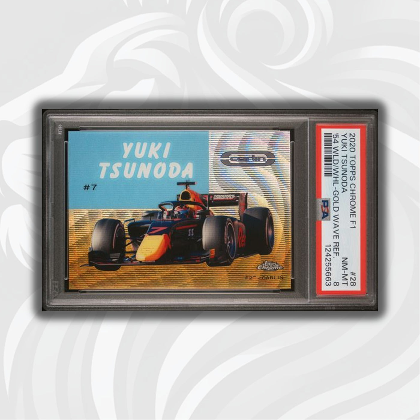 PSA 8 - /50 Yuki Tsunoda #28 - 54WLD/WHL - 2020 Topps Chrome F1 - Gold Wave Refractor
