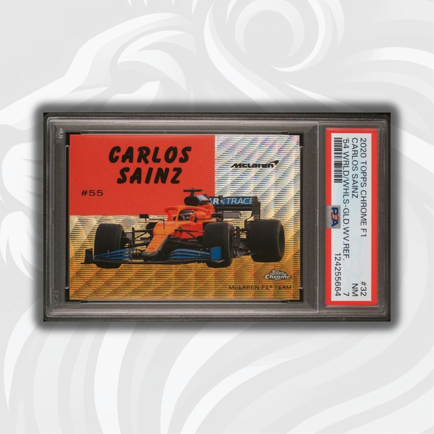 PSA 7 - /50 Carlos Sainz #32 - 54WLD/WHL - 2020 Topps Chrome F1 - Gold Wave Refractor