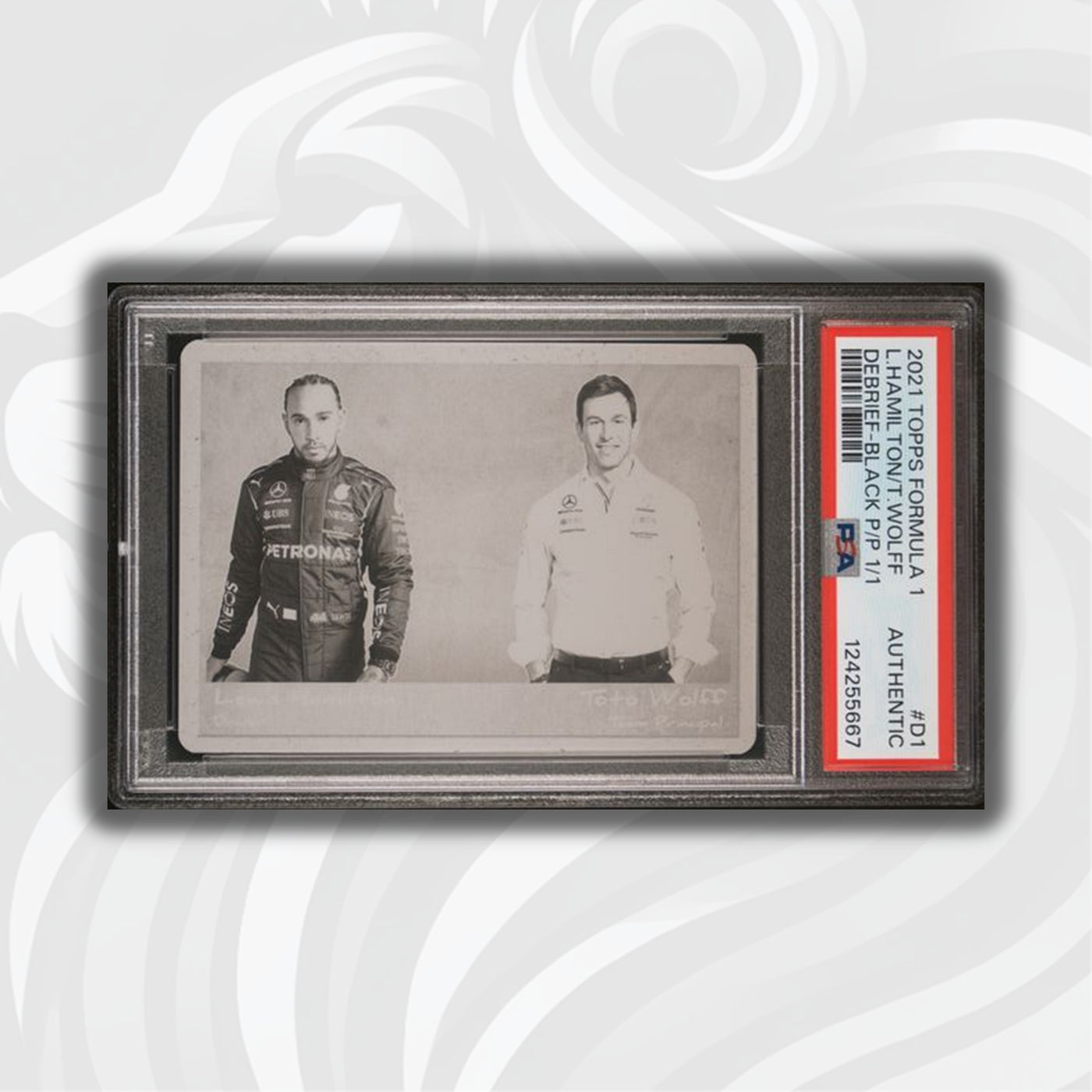 1/1 Black Printing Plate - Hamilton/Wolff #D1 - 2021 Topps Chrome F1
