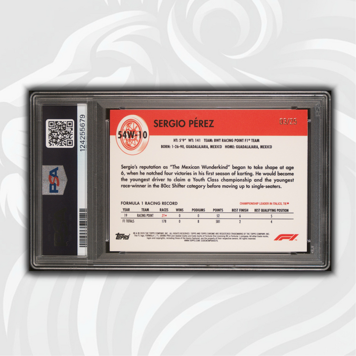 PSA 8 - 03/25 Sergio Pérez #10 - Orange Refractor - 2020 Topps Chrome F1