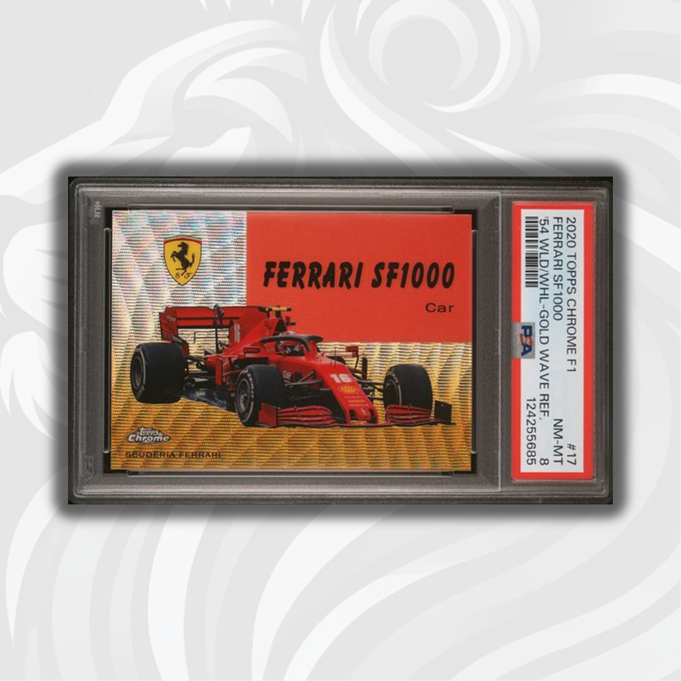 PSA 8 - /50 Ferrari SF1000 #17 - 54WLD/WHL - 2020 Topps Chrome F1 - Gold Wave Refractor