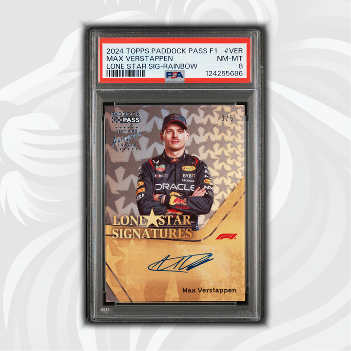PSA 8 - 3/5 Max Verstappen #VER - Lone Star Signatures - 2024 Topps Paddock Pass F1 -  Rainbow