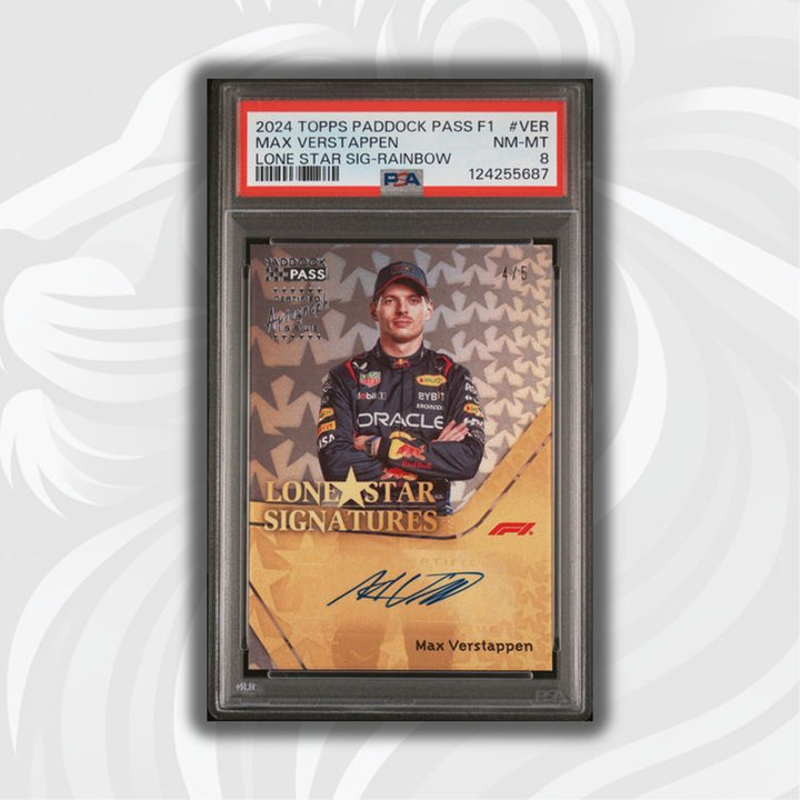 PSA 8 - 4/5 Max Verstappen #LS-VER - Lone Star Signatures - 2024 Topps Paddock Pass F1 - Rainbow