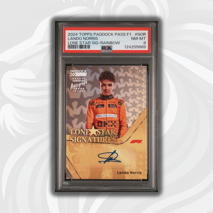 PSA 8 - 3/5 Lando Norris #LS-NOR - Lone Star Signatures - 2024 Topps Paddock Pass F1 - Rainbow