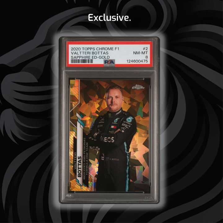 PSA 8 - 40/50 Valtteri Bottas #2 - 2020 Topps Chrome F1 - Sapphire ED-Gold - Front