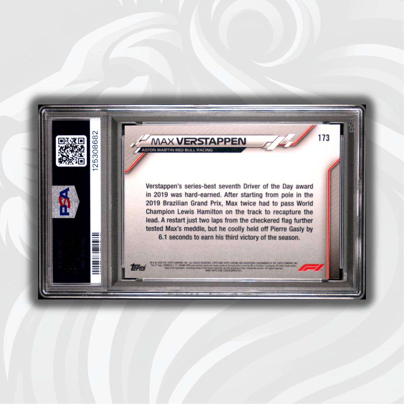 PSA 10 - Max Verstappen #173 - 2020 Topps Chrome F1 Sapphire Edition - Grand Prix Winner Austrian