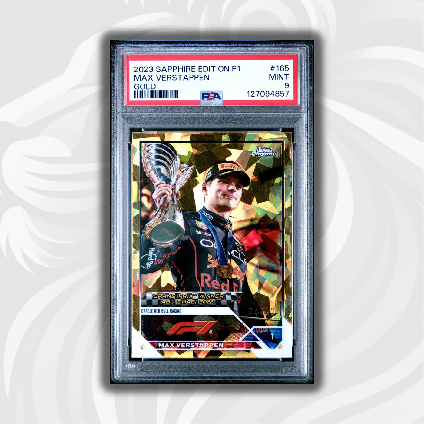 PSA 9 - 36/50 Gold - Max Verstappen #165 - 2023 Topps Chrome Sapphire