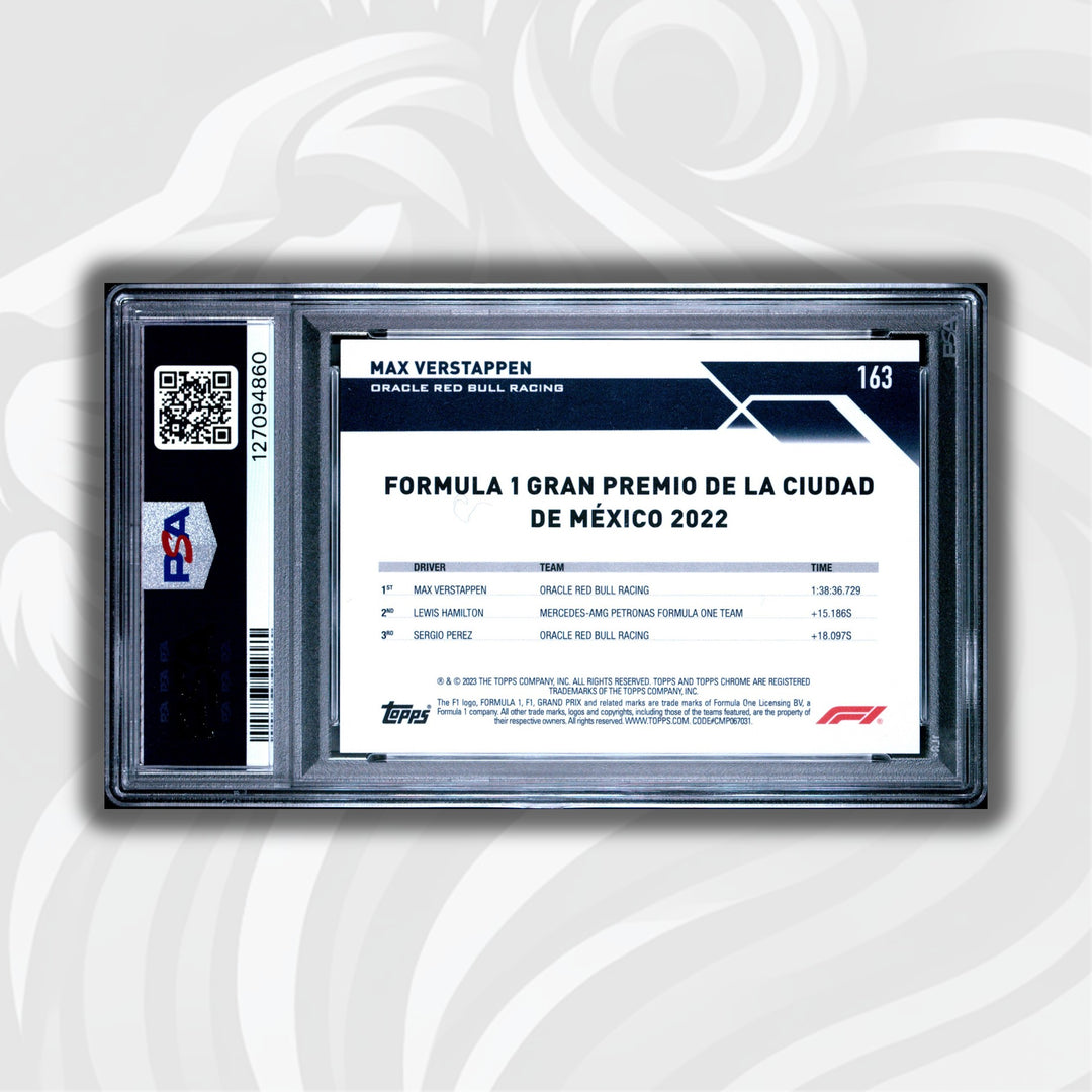 PSA 9 - 09/10 Purple - Max Verstappen #163 - 2023 Topps Chrome Sapphire