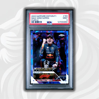 PSA 9 - 09/10 Purple - Max Verstappen #163 - 2023 Topps Chrome Sapphire