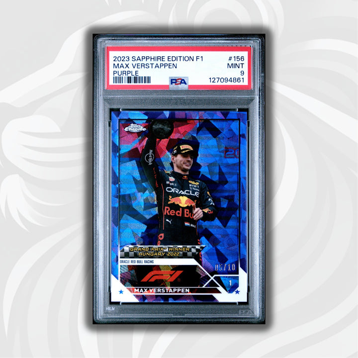 PSA 9 - 05/10 Purple - Max Verstappen #156 - 2023 Topps Chrome Sapphire