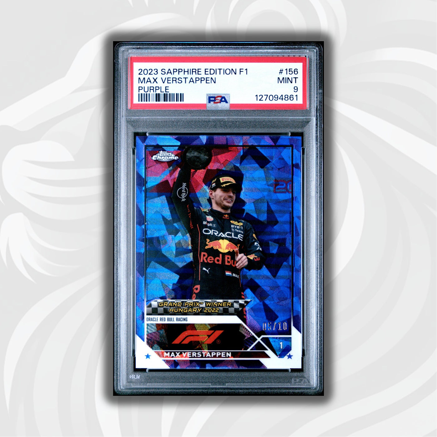 PSA 9 - 05/10 Purple - Max Verstappen #156 - 2023 Topps Chrome Sapphire