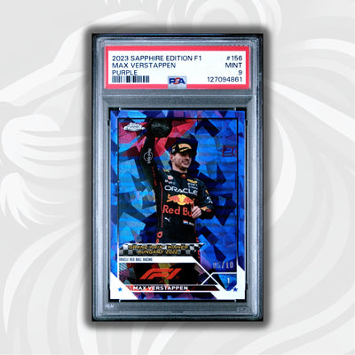PSA 9 - 05/10 Purple - Max Verstappen #156 - 2023 Topps Chrome Sapphire