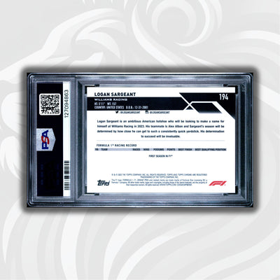 PSA 10 - 03/10 Purple - Logan Sargeant #194 - 2023 Topps Chrome Sapphire