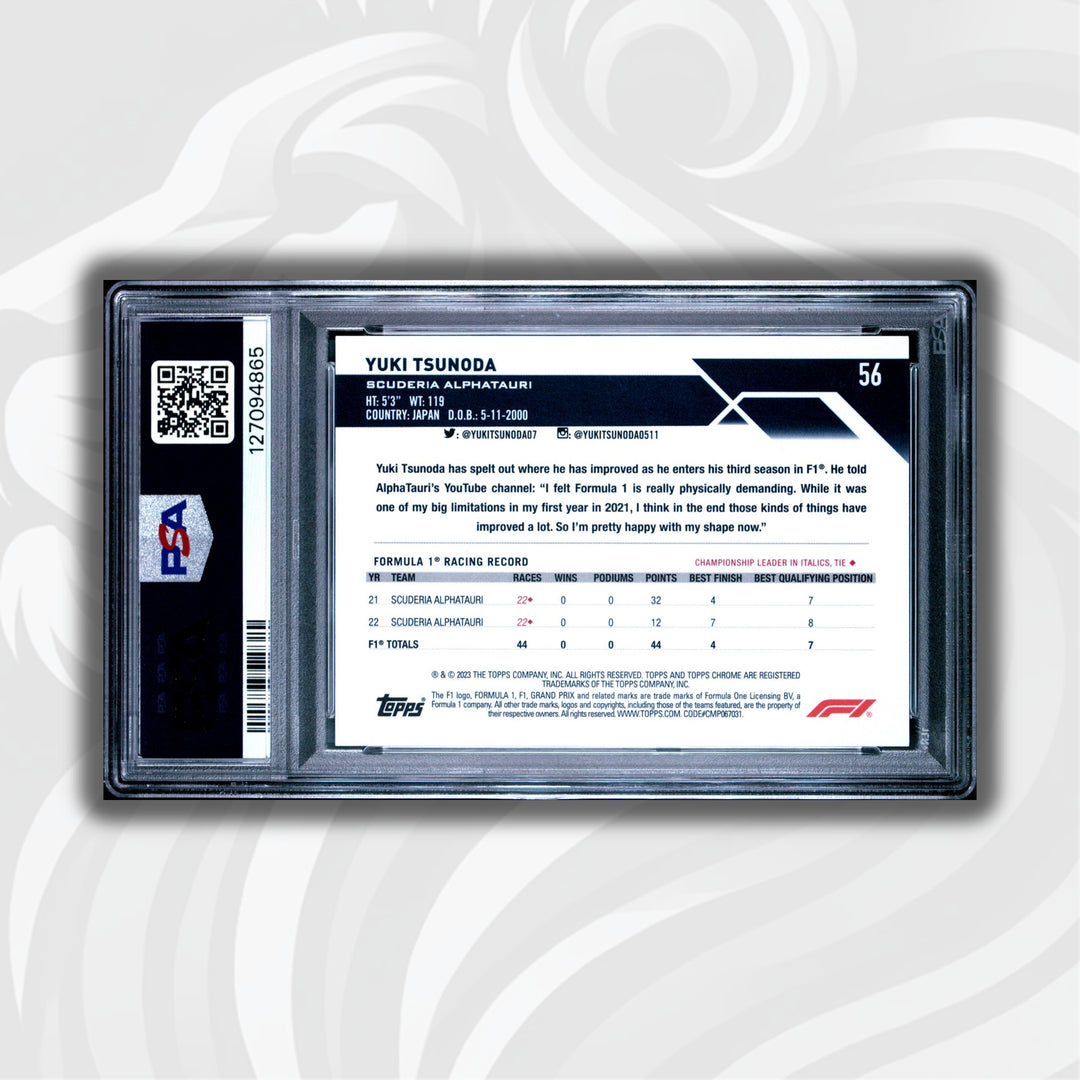 PSA 10 - 3/10 Purple - Yuki Tsunoda #56 - 2023 Topps Chrome Sapphire