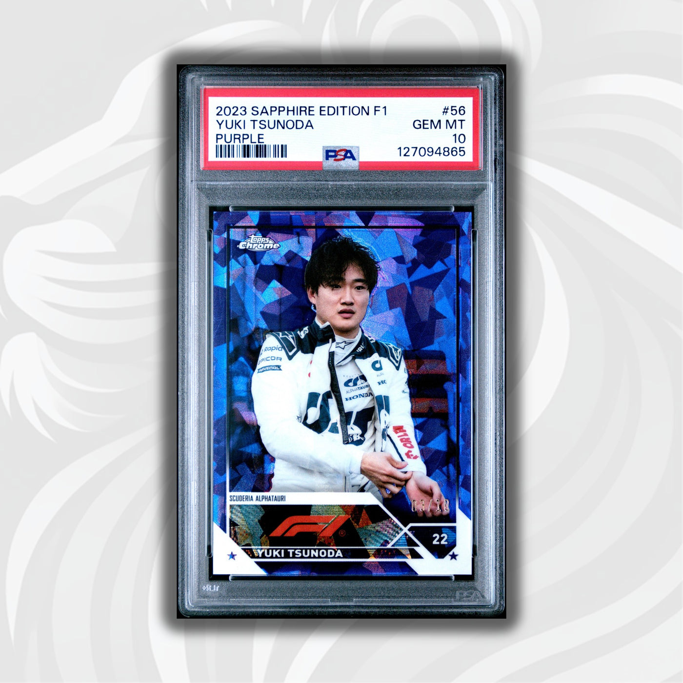 PSA 10 - 3/10 Purple - Yuki Tsunoda #56 - 2023 Topps Chrome Sapphire