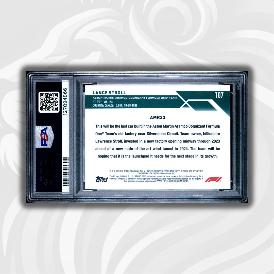 PSA 9 - 3/10 Purple - Lance Stroll #107 - 2023 Topps Chrome Sapphire