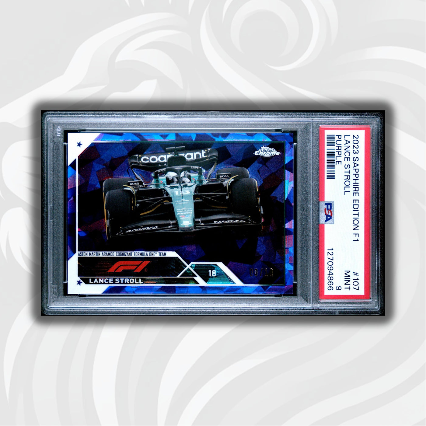 PSA 9 - 3/10 Purple - Lance Stroll #107 - 2023 Topps Chrome Sapphire