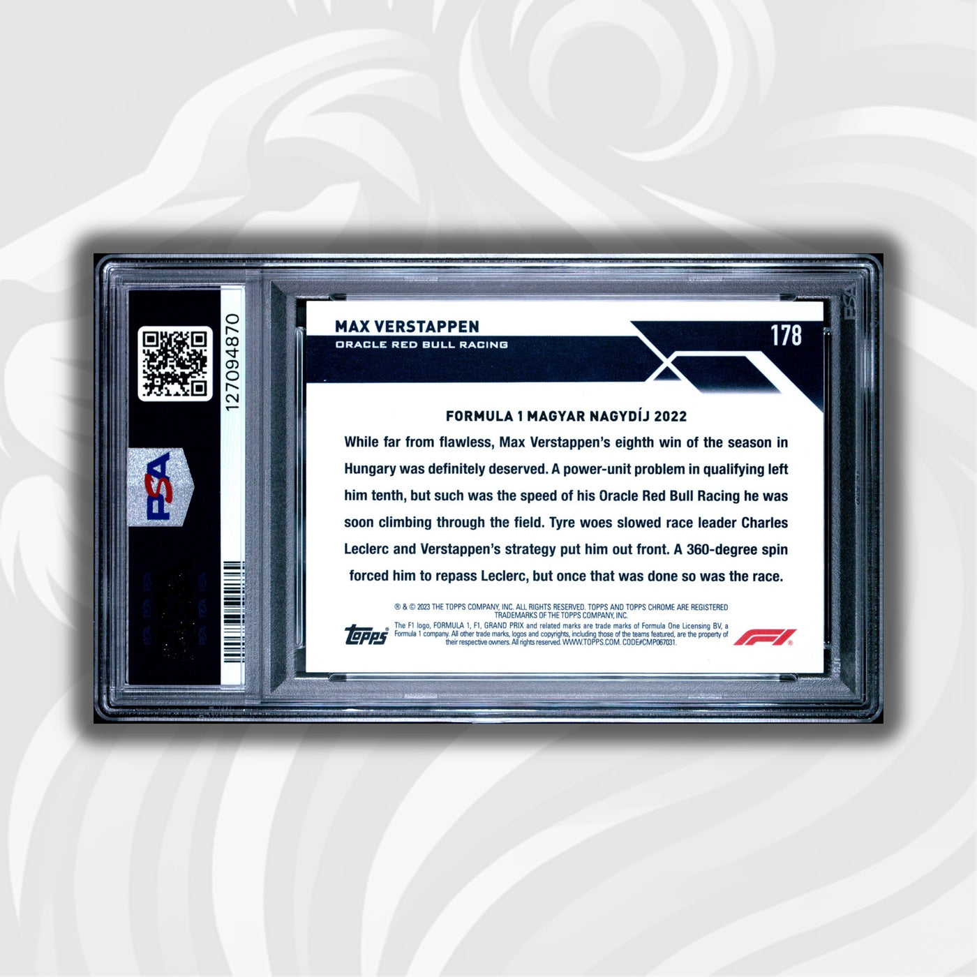 PSA 8.5 - 5/5 Red - Max Verstappen #178 - 2023 Topps Chrome Sapphire