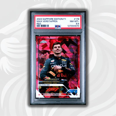 PSA 8.5 - 5/5 Red - Max Verstappen #178 - 2023 Topps Chrome Sapphire