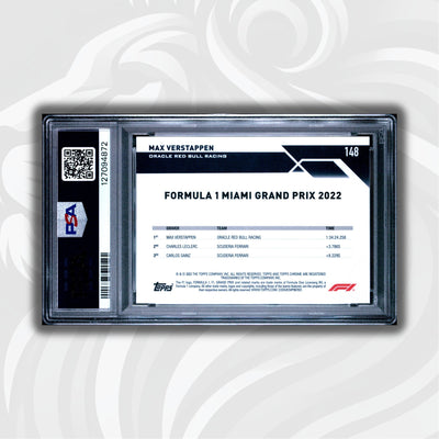 PSA 10 - 09/15 Black & White - Max Verstappen #148 - 2023 Topps Chrome Sapphire