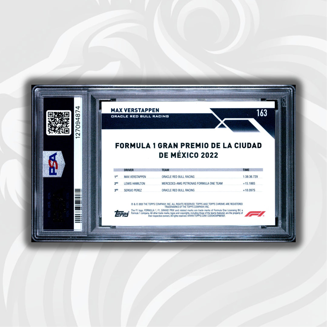 PSA 8 - 06/15 Black & White - Max Verstappen #163 - 2023 Topps Chrome Sapphire