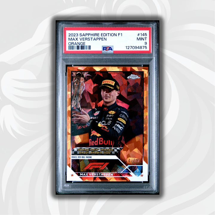 PSA 9 - 04/25 Orange - Max Verstappen #145 - 2023 Topps Chrome Sapphire