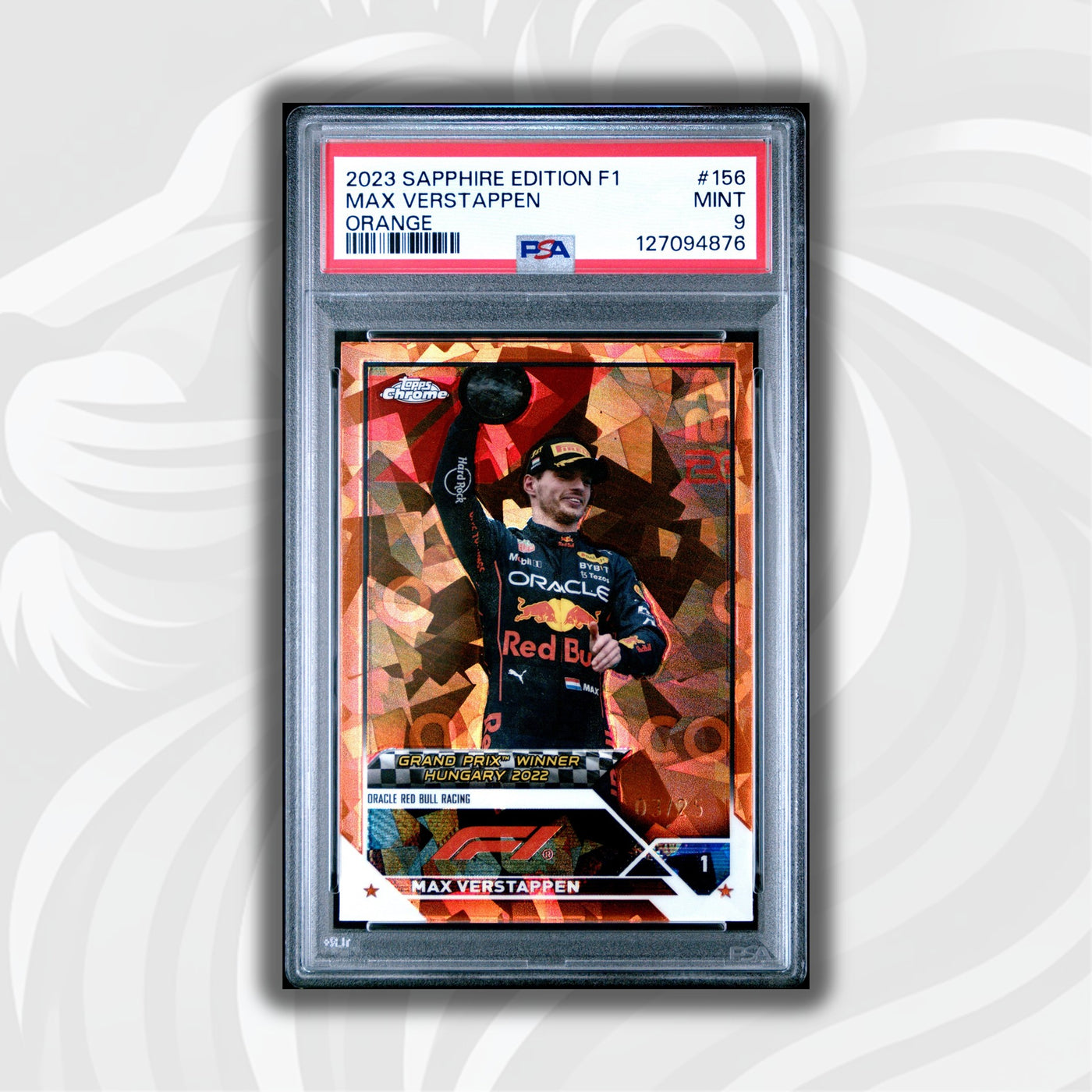 PSA 9 - 03/25 Orange - Max Verstappen #156 - 2023 Topps Chrome Sapphire