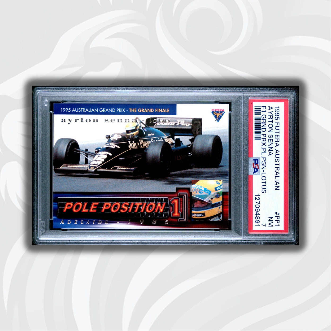 PSA 7 - 1600/3000 - Ayrton Senna #PP1 - Pole Position - 1995 Futera - LOTUS