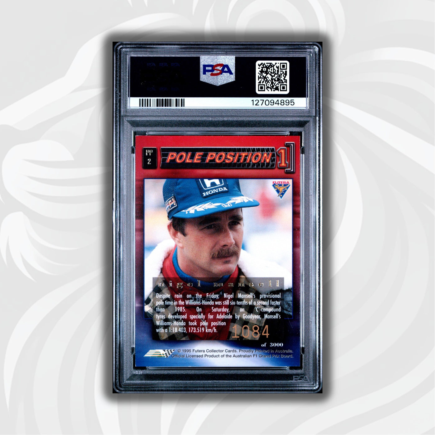 PSA 7 - 1084/3000 - Nigel Mansell #PP2 - Pole Position - 1995 Futera - WILLIAMS