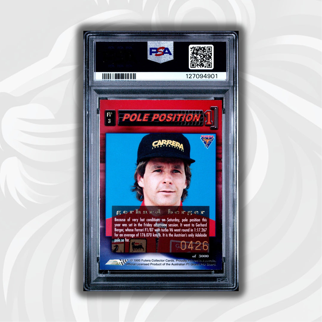 PSA 6 - 0426/3000 - Gerhard Berger #PP3 - Pole Position - 1995 Futera - FERRARI