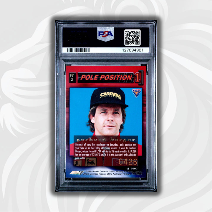 PSA 6 - 0426/3000 - Gerhard Berger #PP3 - Pole Position - 1995 Futera - FERRARI