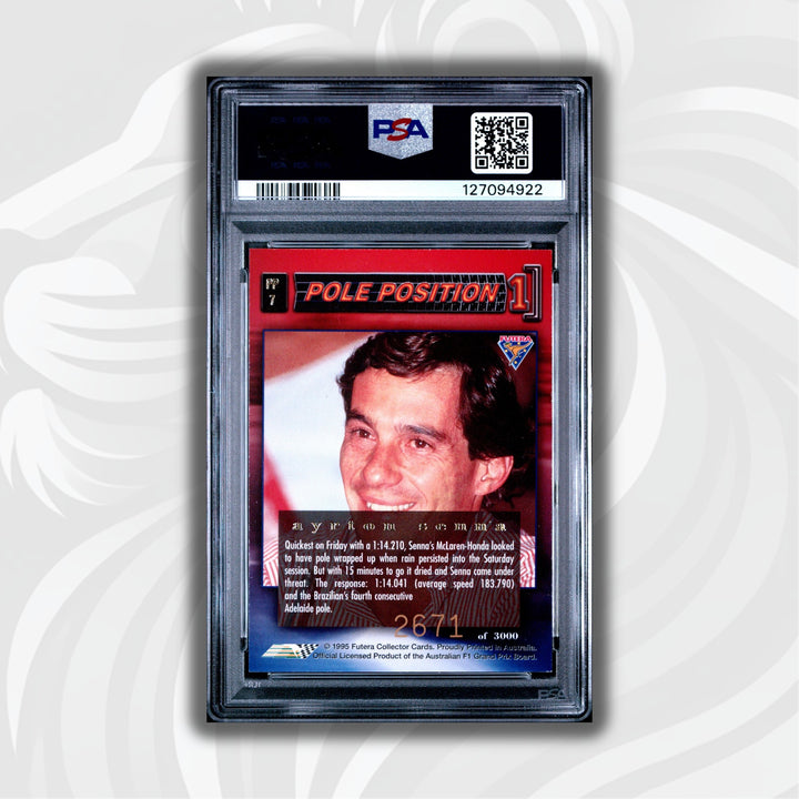 PSA 7 - 2671/3000 - Ayrton Senna #PP7 - Pole Position - 1995 Futera - LOTUS