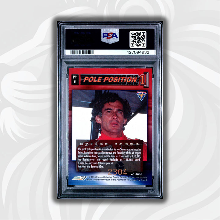 PSA 7 - 2304/3000 - Ayrton Senna #PP9 - Pole Position - 1995 Futera - LOTUS