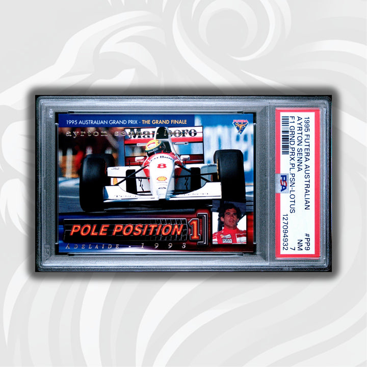 PSA 7 - 2304/3000 - Ayrton Senna #PP9 - Pole Position - 1995 Futera - LOTUS