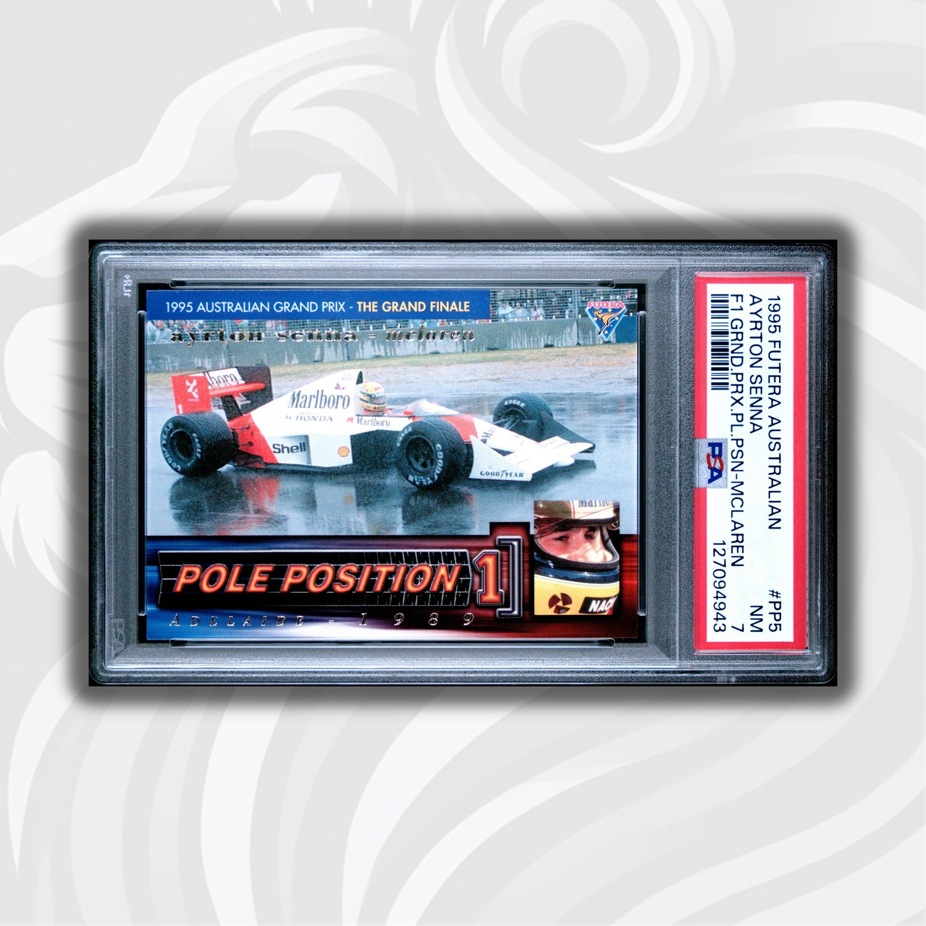 Authentic Formula Position PSA 7 - 1488/3000 - Ayrton Senna #PP5 - Pole Position - 1995 Futera ...